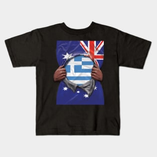 Greece Flag Australian Flag Ripped - Gift for Greek From Greece Kids T-Shirt
